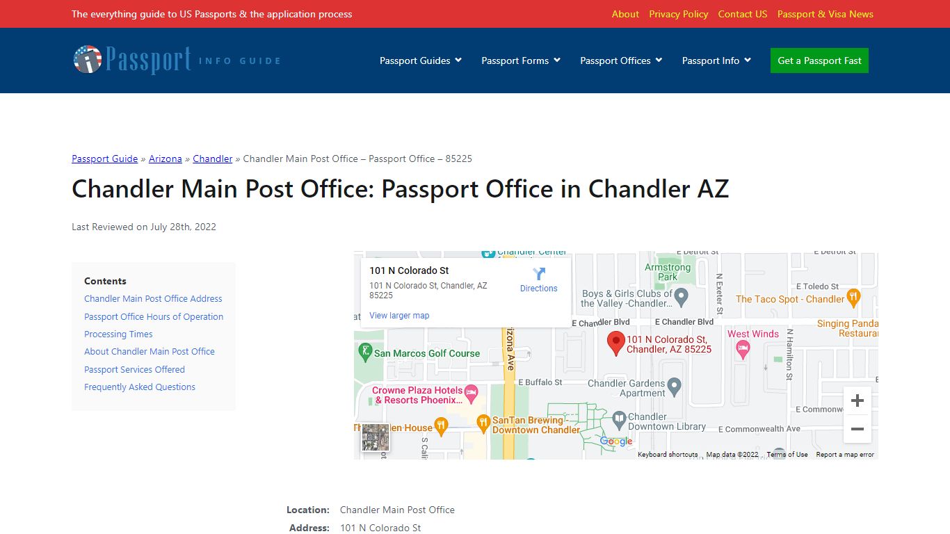 Chandler Main Post Office: Passport Office in Chandler AZ